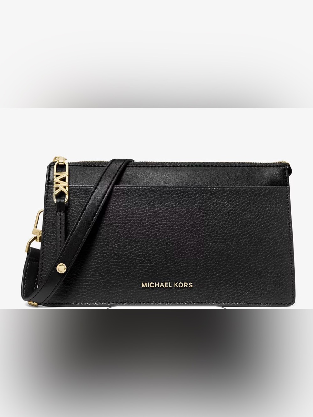 Michael Kors Black Pebble Leather Crossbody with Gold Logo